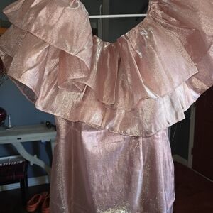 Elegant Pink Choosy Ruffle Mini Dress L